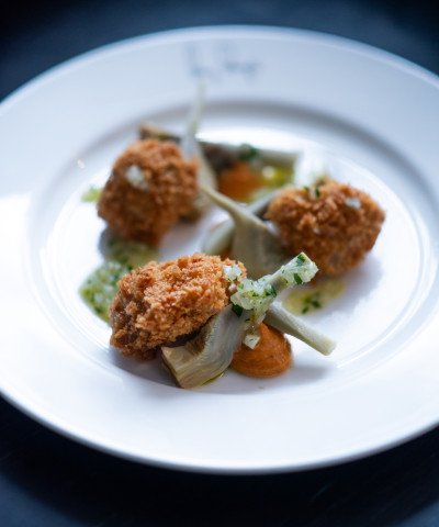 gebackenes Kalbsbries - Artischocken - Tomatenmayo